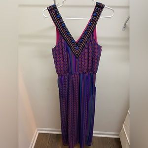 francesca's maxi dress - size small - multicolor - side split and pockets